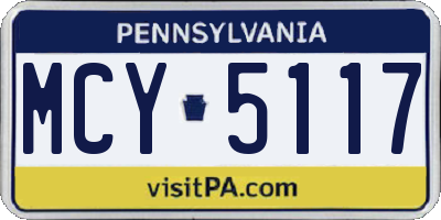 PA license plate MCY5117