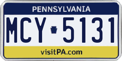 PA license plate MCY5131