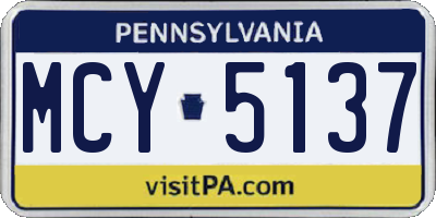 PA license plate MCY5137