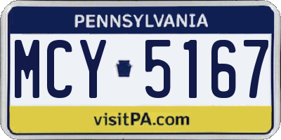 PA license plate MCY5167