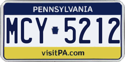 PA license plate MCY5212