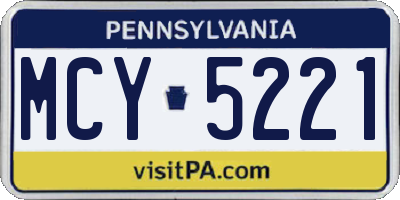 PA license plate MCY5221