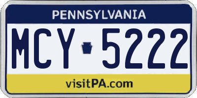 PA license plate MCY5222