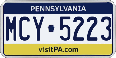 PA license plate MCY5223