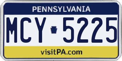 PA license plate MCY5225