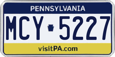 PA license plate MCY5227