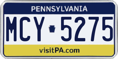 PA license plate MCY5275