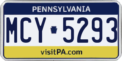 PA license plate MCY5293