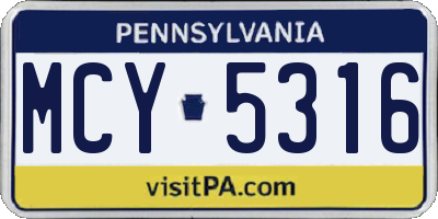 PA license plate MCY5316