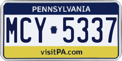PA license plate MCY5337