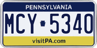 PA license plate MCY5340