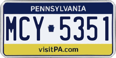 PA license plate MCY5351