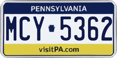 PA license plate MCY5362
