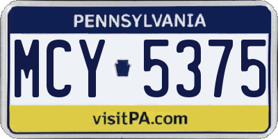 PA license plate MCY5375