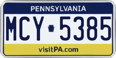 PA license plate MCY5385