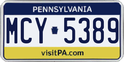 PA license plate MCY5389