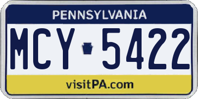PA license plate MCY5422