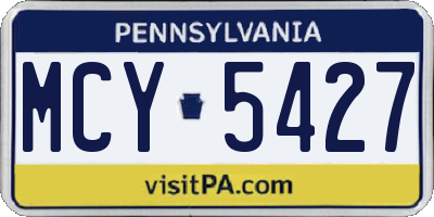 PA license plate MCY5427