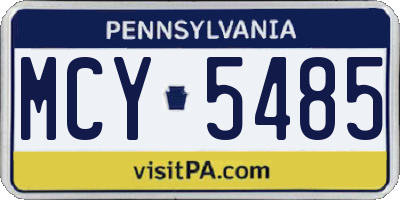 PA license plate MCY5485