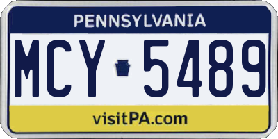 PA license plate MCY5489