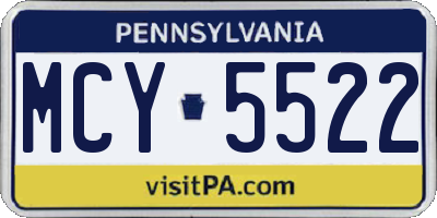 PA license plate MCY5522