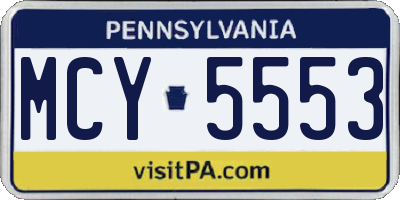 PA license plate MCY5553