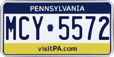 PA license plate MCY5572