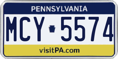 PA license plate MCY5574