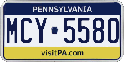 PA license plate MCY5580