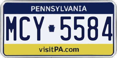 PA license plate MCY5584