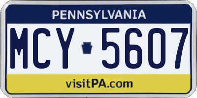 PA license plate MCY5607