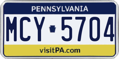 PA license plate MCY5704