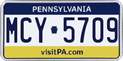 PA license plate MCY5709