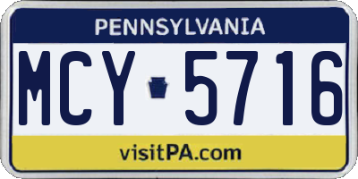 PA license plate MCY5716