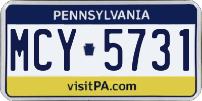 PA license plate MCY5731