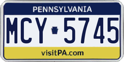 PA license plate MCY5745