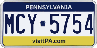 PA license plate MCY5754