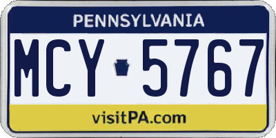 PA license plate MCY5767