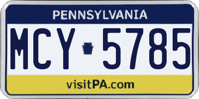PA license plate MCY5785