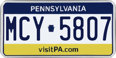 PA license plate MCY5807