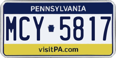 PA license plate MCY5817