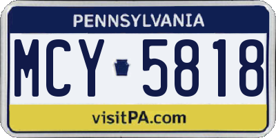 PA license plate MCY5818