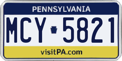 PA license plate MCY5821