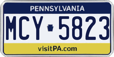 PA license plate MCY5823