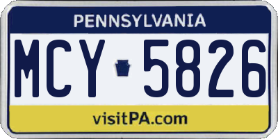 PA license plate MCY5826