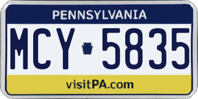 PA license plate MCY5835