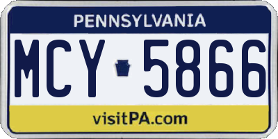 PA license plate MCY5866