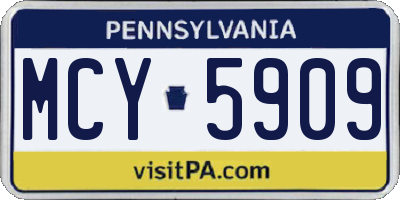 PA license plate MCY5909