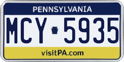 PA license plate MCY5935