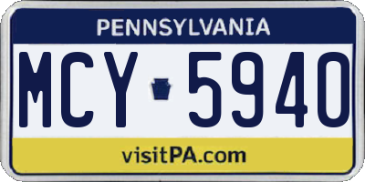 PA license plate MCY5940
